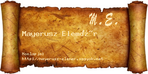 Mayerusz Elemér névjegykártya